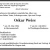 Weiss Oskar 1924-2012 Todesanzeige